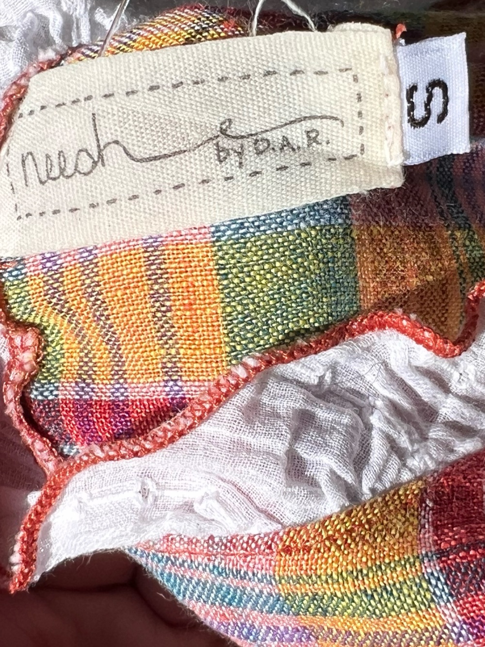 🌻Vintage Neesh by D.A.R. Madras Plaid Midi Dress A Line VNeck Sleeveless Size S - Picture 8 of 10